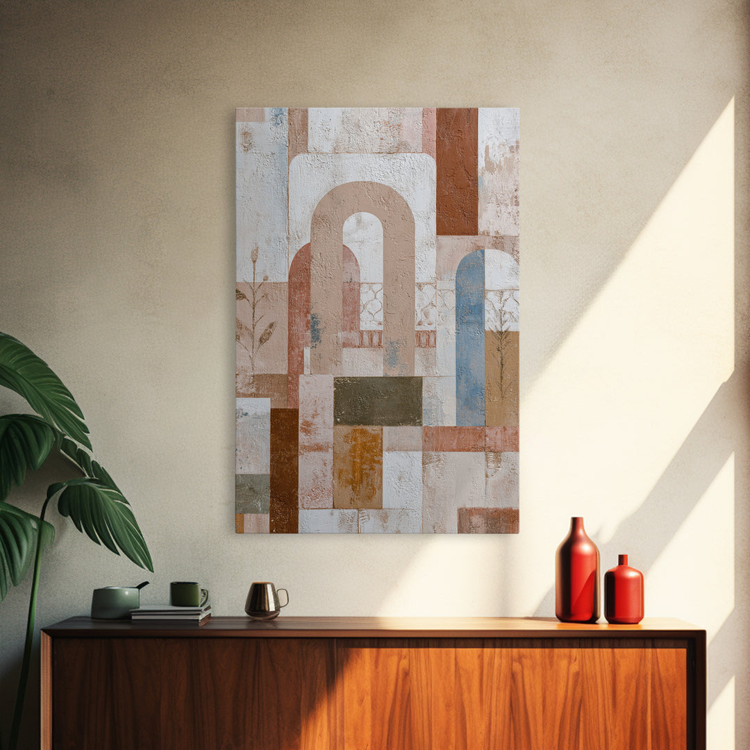 Hand Painted Moroccan Arch Framed Canvas Print, Boho Art, Digital Art, Living Room Decor, Fine Art, Bohemian, Printable Art, BOH-2x3-3