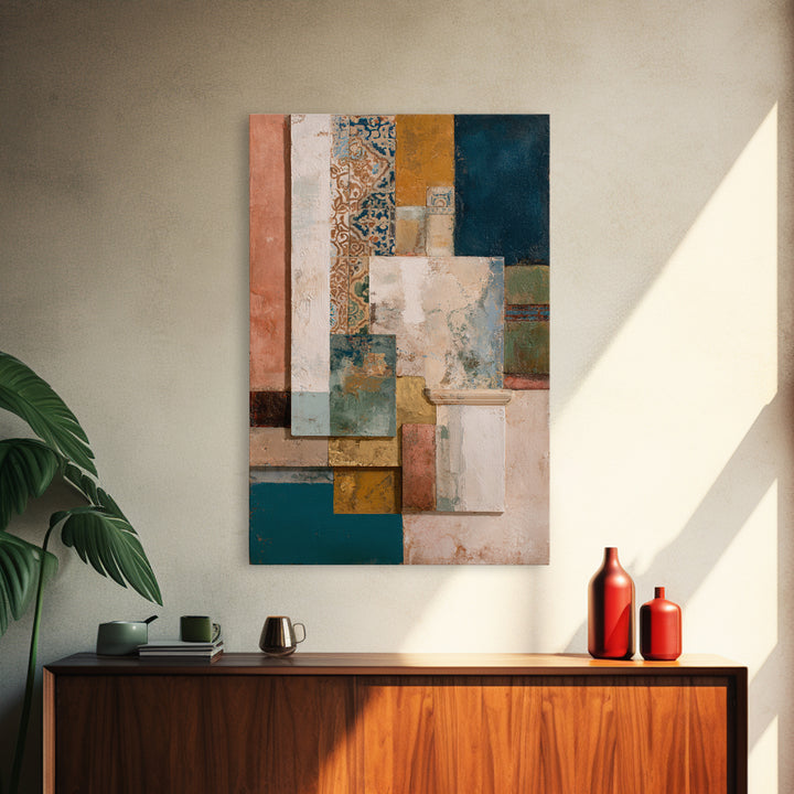 Organic Shape Collage Canvas Print, Boho Art, Home Decor, Living Room Decor, Abstract Art, Bohemian, Artwork, Wallart, BOH-2x3-32