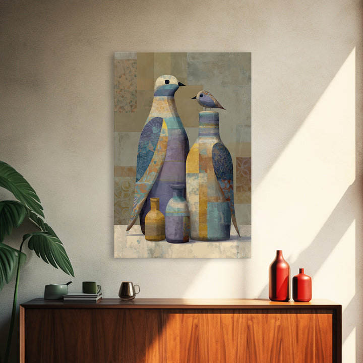Boho Bird Pair Framed Canvas Print, Boho Art, Boho, Living Room Decor, Fine Art, Bohemian, Wall Art Print, Modern Wall Art, BOH-2x3-52