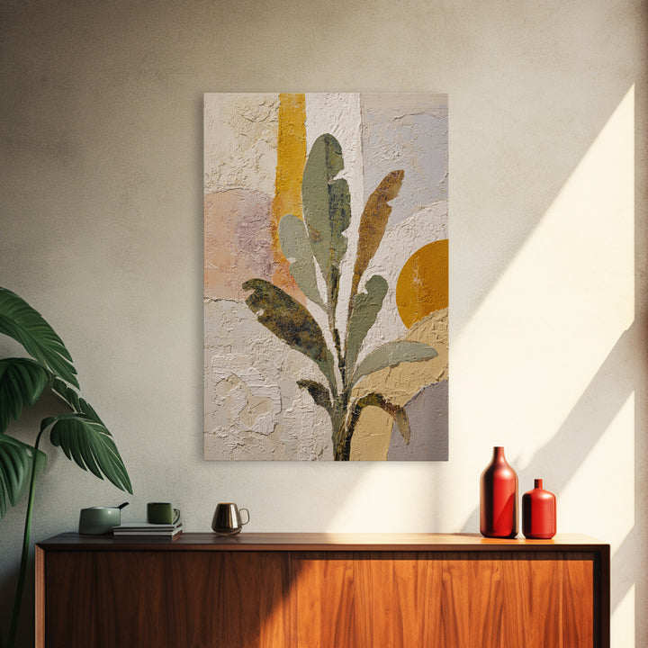 Sage Green Eucalyptus and Crescent Moon Framed Canvas Print, Boho Art, Printable Art, Living Room Decor, Fine Art, Bohemian, BOH-2x3-55