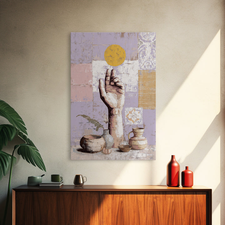 Mystic Hand Holding a Tiny Sun Canvas Print, Boho Art, Canvas Art, Living Room Decor, Abstract Art, Bohemian, Wall Art Set, BOH-2x3-62