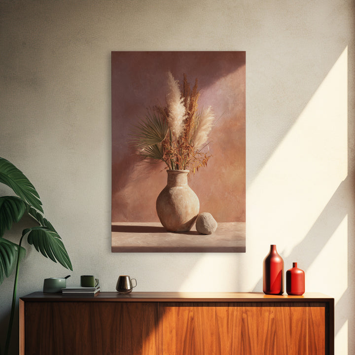 Bohemian Vase with Dried Pampas Grass Canvas Print, Boho Art, Modern Wall Art, Living Room Decor, Fine Art, Bohemian, BOH-2x3-65