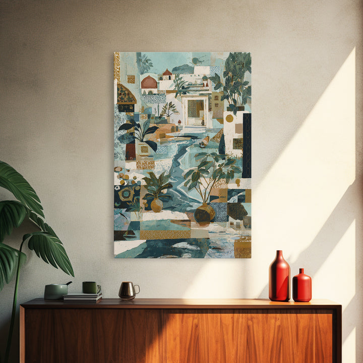 Earth Tone Mountain and River Abstraction Canvas Print, Boho Art, Wall Print, Living Room Decor, Bohemian, Minimalist Decor, BOH-2x3-67