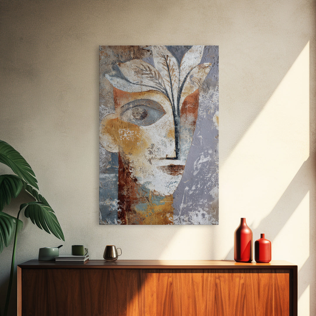 Minimal Black Line Figure Framed Canvas Print, Boho Art, Living Room Wall Art, Living Room Decor, Oil Painting, Bohemian, BOH-2x3-68