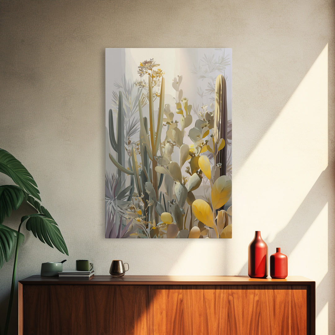 Desert Sun with Cactus and Warm Clay Canvas Print, Boho Art, Canvas Art, Living Room Decor, Fine Art, Bohemian, Wall Art Set, BOH-2x3-9