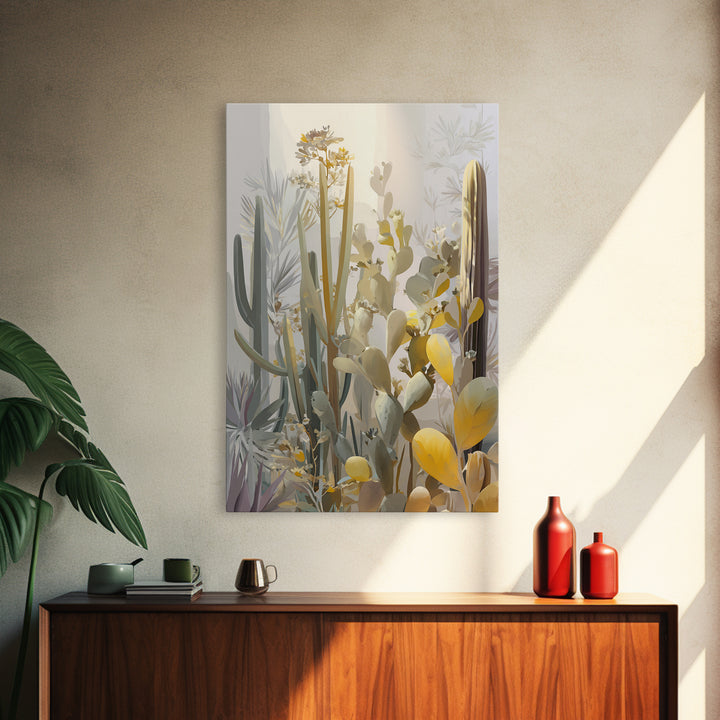 Desert Sun with Cactus and Warm Clay Canvas Print, Boho Art, Canvas Art, Living Room Decor, Fine Art, Bohemian, Wall Art Set, BOH-2x3-9