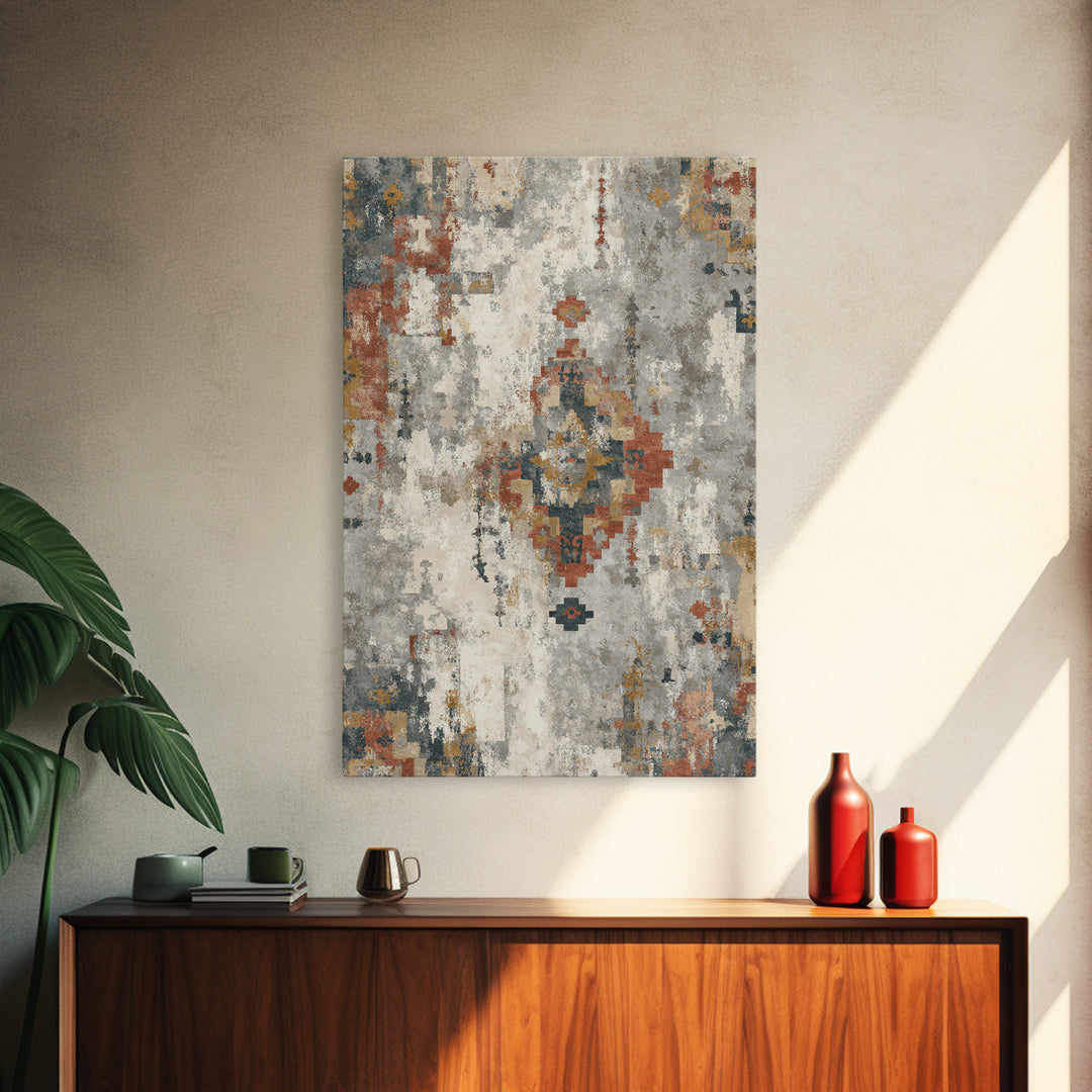 Tribal Neutral Pattern Framed Canvas Print, Boho Art, Printable Art, Living Room Decor, Fine Art, Bohemian, Neutral Decor, BOH-2x3-94