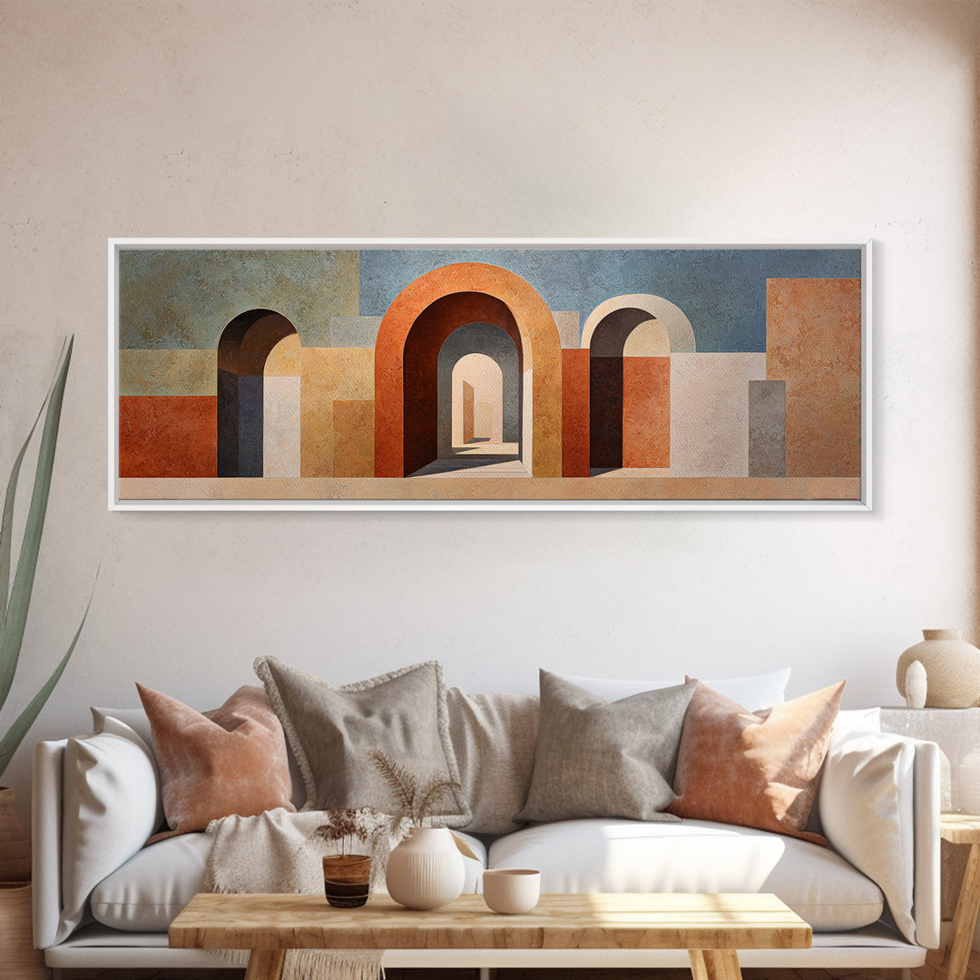 Neutral Rainbow Arches Canvas Print, Boho Art, Minimalist Decor, Living Room Decor, Abstract Art, Bohemian, Digital Wall Art, BOH-3x1-19