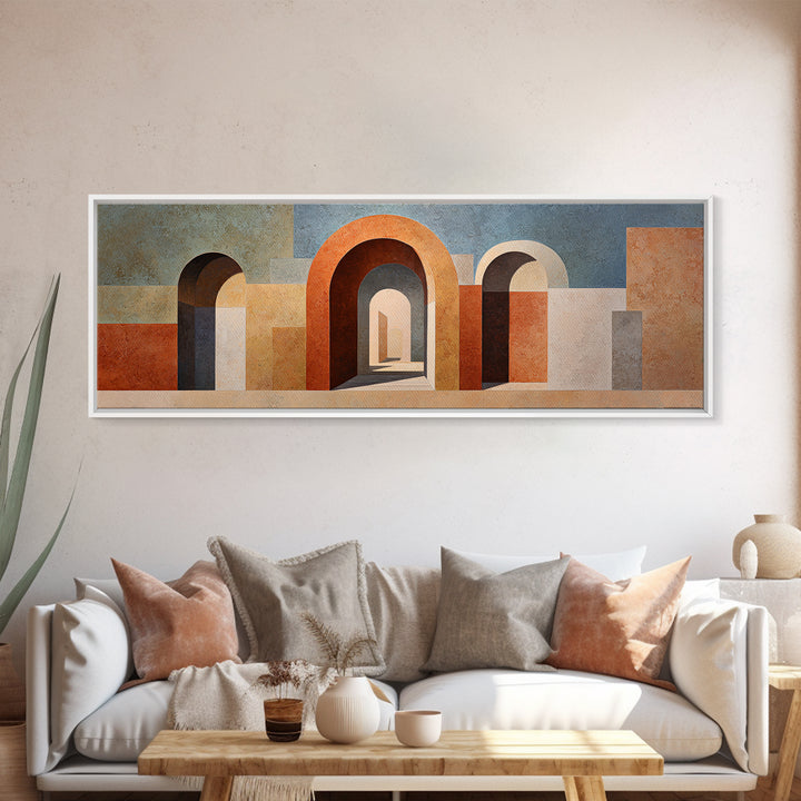 Neutral Rainbow Arches Canvas Print, Boho Art, Minimalist Decor, Living Room Decor, Abstract Art, Bohemian, Digital Wall Art, BOH-3x1-19
