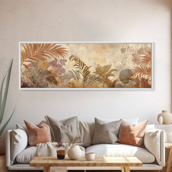 Terracotta Palm Leaves Canvas Print, Boho Art, Neutral Decor, Living Room Decor, Fine Art, Bohemian, Wall Decor, Prints, BOH-3x1-21