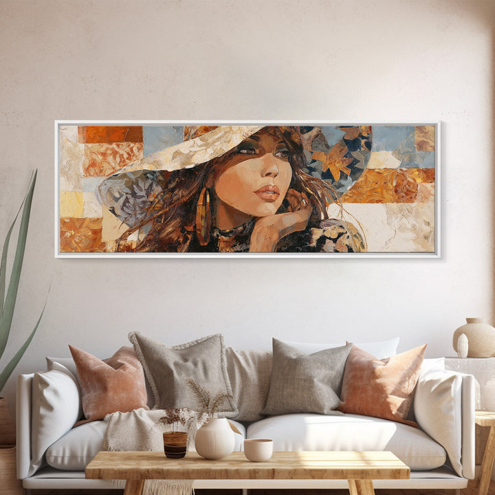 Desert Woman Portrait Canvas Print, Boho Art, Home Decor, Living Room Decor, Fine Art, Bohemian, Artwork, Wallart, Art Nouveau, BOH-3x1-31