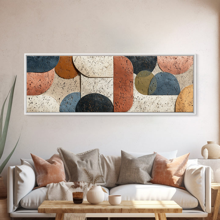 Abstract Clay Shapes Framed Canvas Print, Boho Art, Wall Art, Living Room Decor, Fine Art, Bohemian, Art Deco, Artwork, BOH-3x1-56