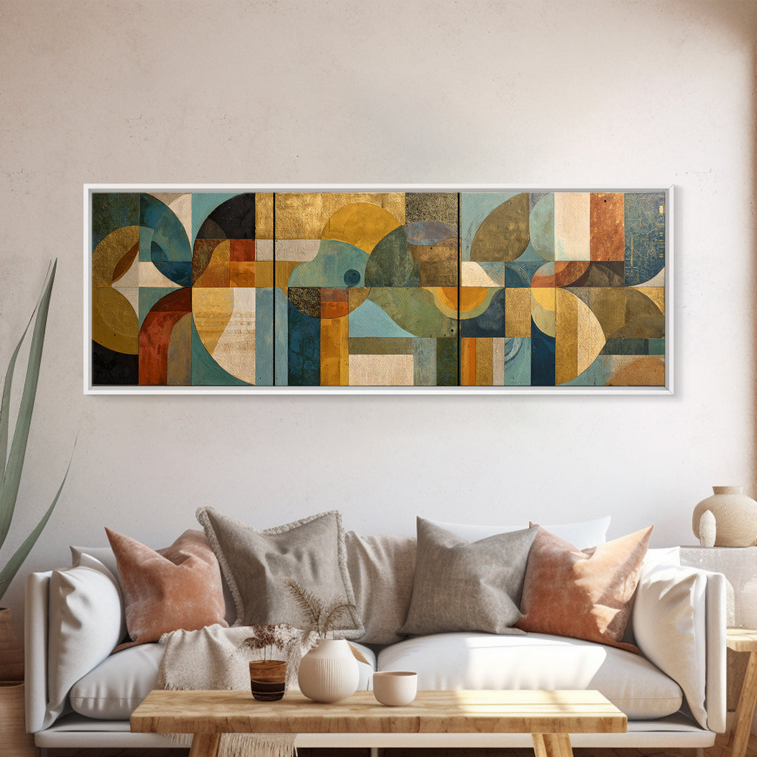 Organic Shape Collage Canvas Print, Boho Art, Art, Living Room Decor, Abstract Art, Bohemian, Wallart, Art Nouveau, Canvas Art, BOH-3x1-88