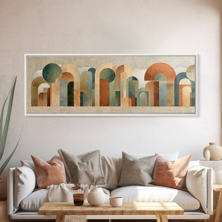 Neutral Rainbow Arches Canvas Print, Boho Art, Abstract Art, Living Room Decor, Bohemian 291, Set of Prints, Wall Art Set, BOH-3x1-91