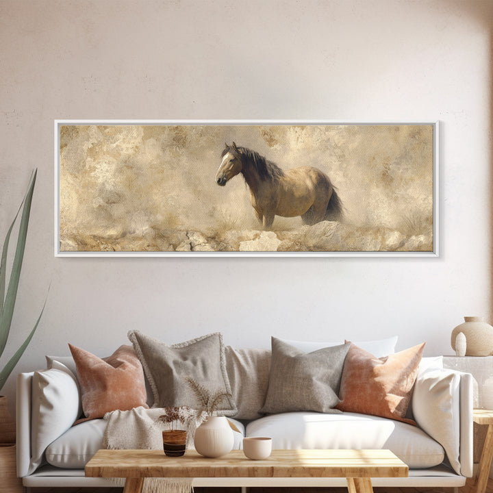 Wild Horse in Dusty Golden Light Canvas Print, Boho Art, Art Prints, Living Room Decor, Fine Art, Bohemian, Canvas Art, BOH-3x1-96