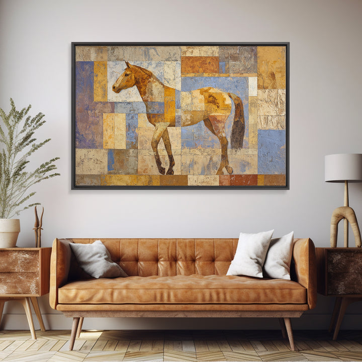 Wild Horse in Dusty Golden Light Canvas Print, Boho Art, Neutral Decor, Living Room Decor, Fine Art, Bohemian, Wall Decor, BOH-3x2-12
