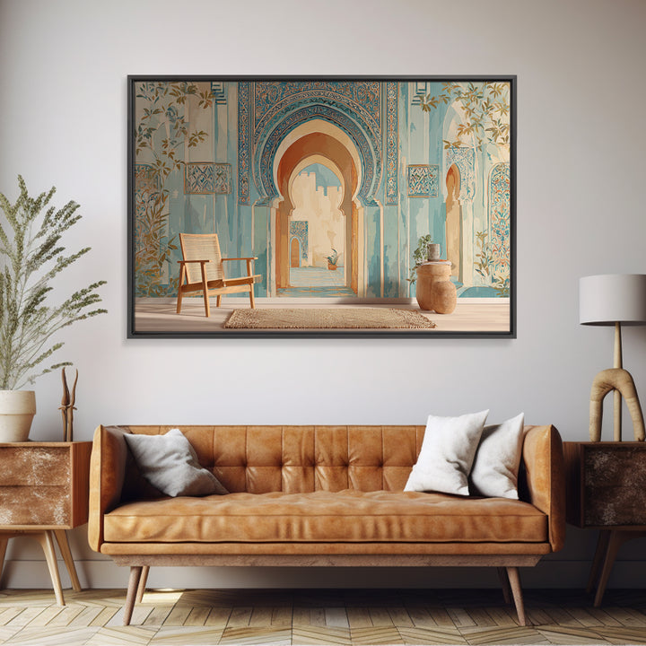 Hand Painted Moroccan Arch Framed Canvas Print, Boho Art, Room Decor, Living Room Decor, Fine Art, Bohemian, Printable, BOH-3x2-23