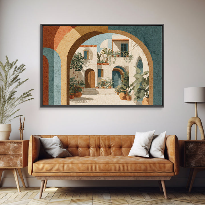Neutral Rainbow Arches Framed Canvas Print, Boho Art, Boho Decor, Living Room Decor, Abstract Art, Bohemian, Textured Painting, BOH-3x2-55