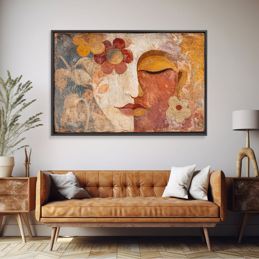 Abstract Female Face Canvas Print, Boho Art, Art Print, Living Room Decor, Watercolor Art, Bohemian, Printable Art, BOH-3x2-56