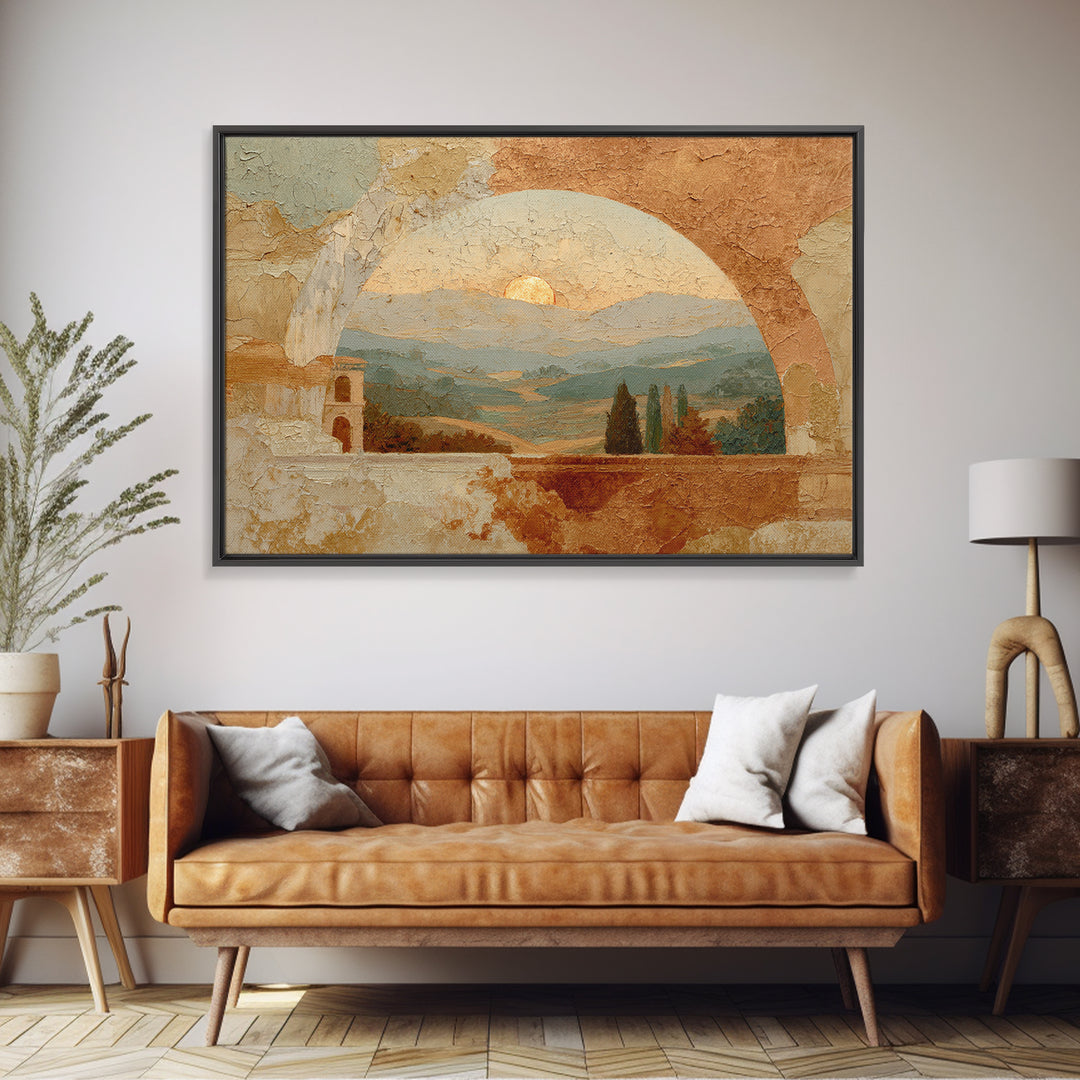 Neutral Rainbow Arches Framed Canvas Print, Boho Art, Boho Wall Art, Living Room Decor, Fine Art, Bohemian, Statement Artwork, BOH-3x2-7