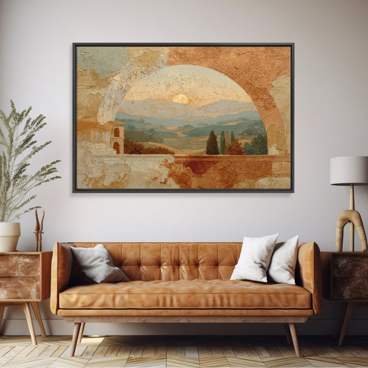 Neutral Rainbow Arches Framed Canvas Print, Boho Art, Boho Wall Art, Living Room Decor, Fine Art, Bohemian, Statement Artwork, BOH-3x2-7
