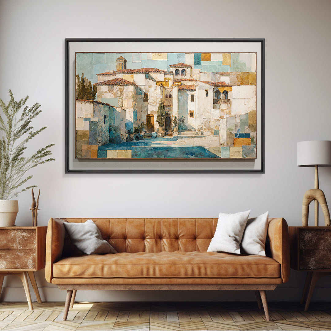Organic Shape Collage Canvas Print, Boho Art, Art Prints, Living Room Decor, Abstract Art, Bohemian, Canvas Art, Digital Print, BOH-3x2-76