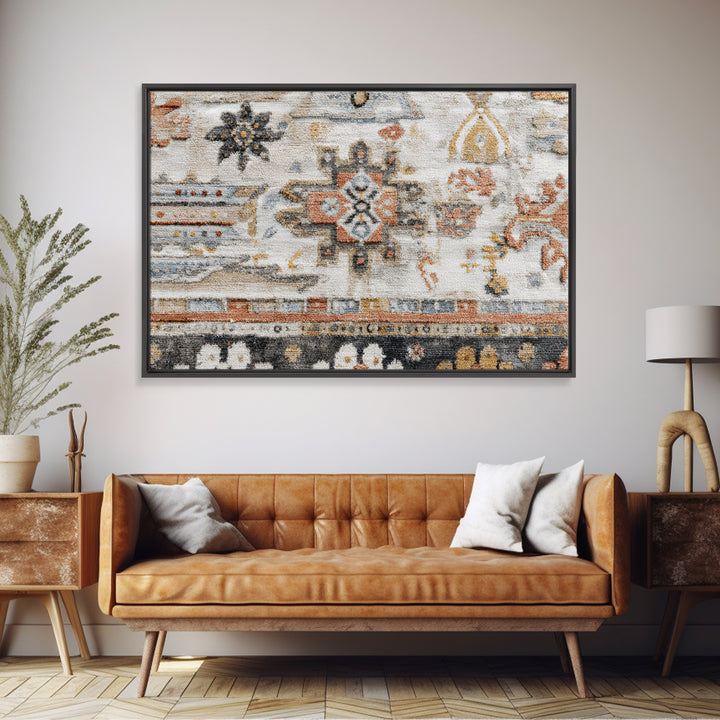 Tribal Neutral Pattern Framed Canvas Print, Boho Art, Gallery Decor, Living Room Decor, Fine Art, Bohemian, Home Decor, BOH-3x2-90