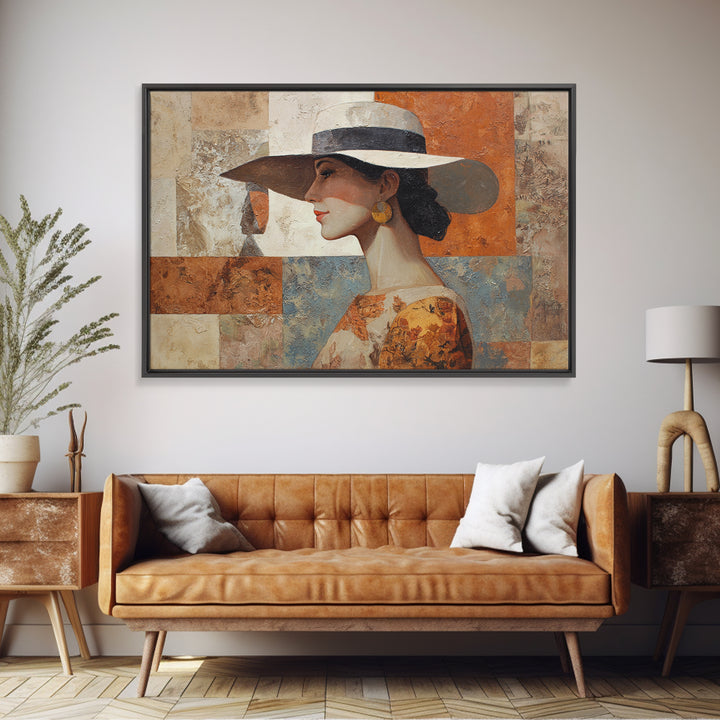 Desert Woman Portrait Framed Canvas Print, Boho Art, Living Room Wall Art, Living Room Decor, Oil Painting, Bohemian, BOH-3x2-91