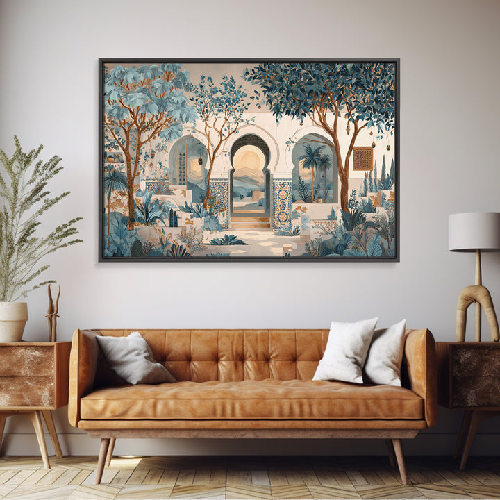 Hand Painted Moroccan Arch Framed Canvas Print, Boho Art, Boho Wall Art, Living Room Decor, Bohemian, Statement Artwork, BOH-3x2-95