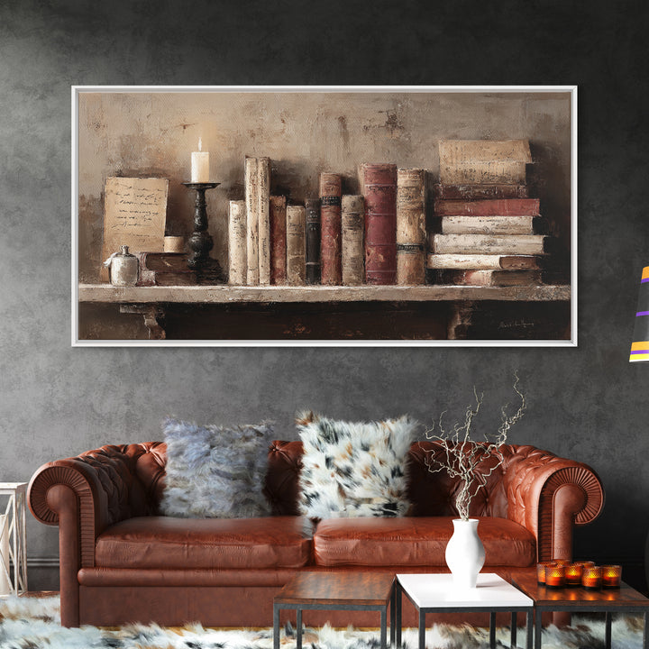 Old Library Ladder and Books Canvas Print, Bookstore Art, Boho Decor, Bookstore Decor, Abstract Art, Literary, Printable Art, BOO-2x1-2
