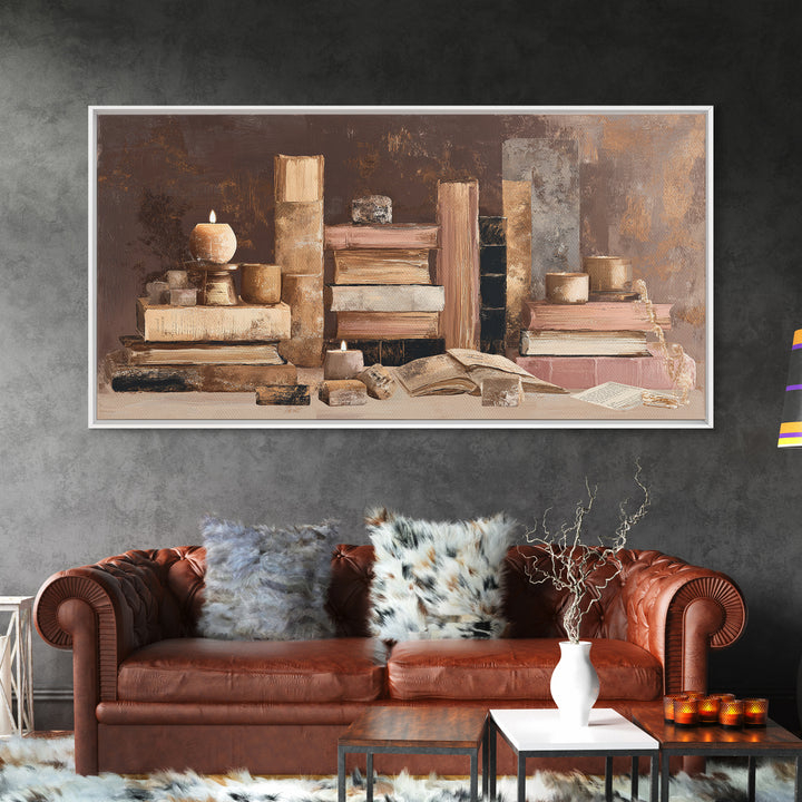 Book Cover Abstract Framed Canvas Print, Bookstore Art, Modern Decor, Bookstore Decor, Fine Art, Literary, Art Print, BOO-2x1-27