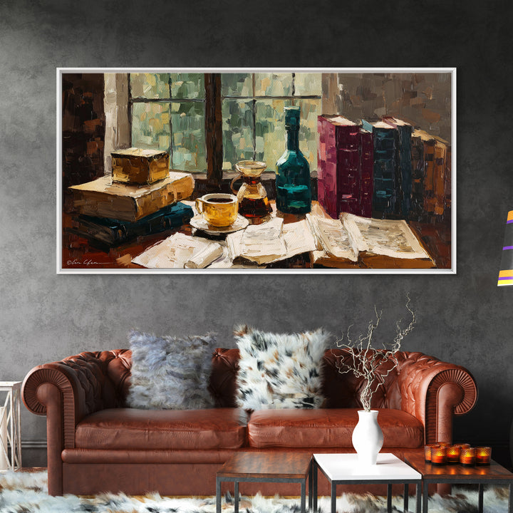 Rainy Day Reading Still Life Canvas Print, Bookstore Art, Contemporary Art, Bookstore Decor, Fine Art, Literary, Bookish Decor, BOO-2x1-41
