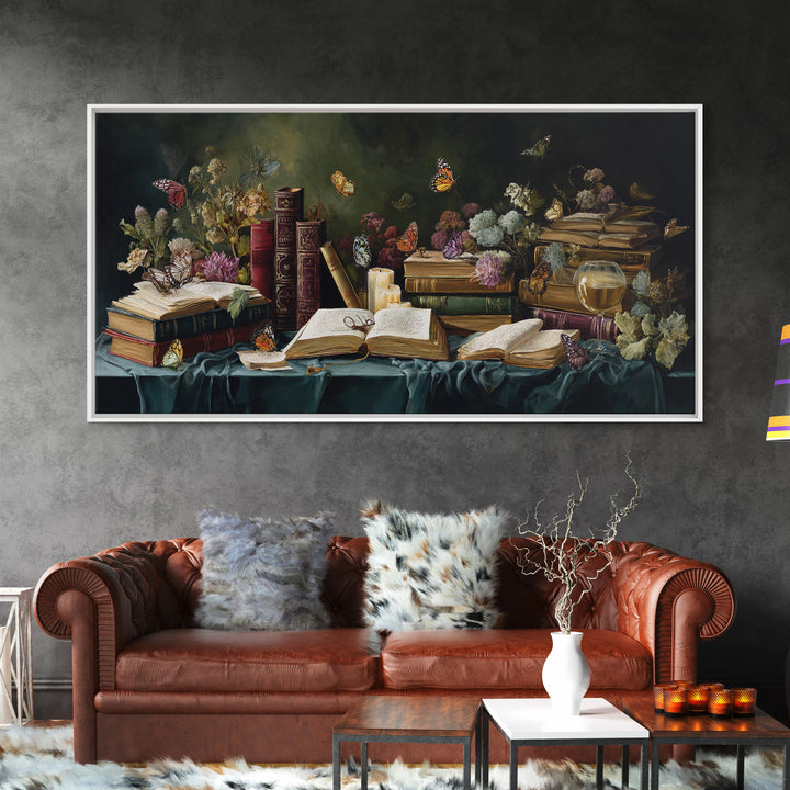 Open Book Releasing Painted Butterflies Canvas Print, Bookstore Art, Printable Wall Art, Bookstore Decor, Fine Art, Literary, BOO-2x1-48
