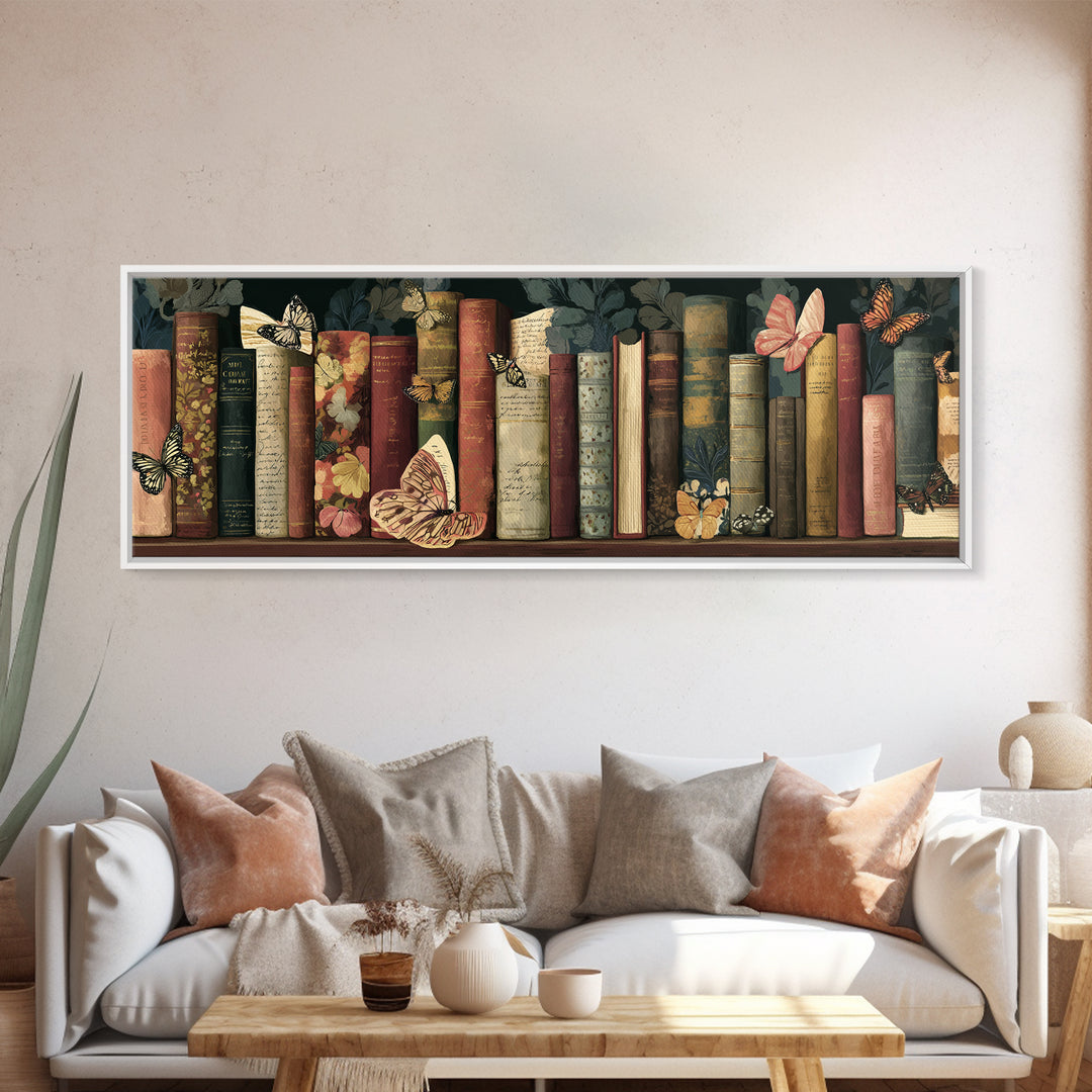 Open Book Releasing Painted Butterflies Canvas Print, Bookstore Art, Feminine Wall Art, Bookstore Decor, Fine Art, Literary, BOO-3x1-20
