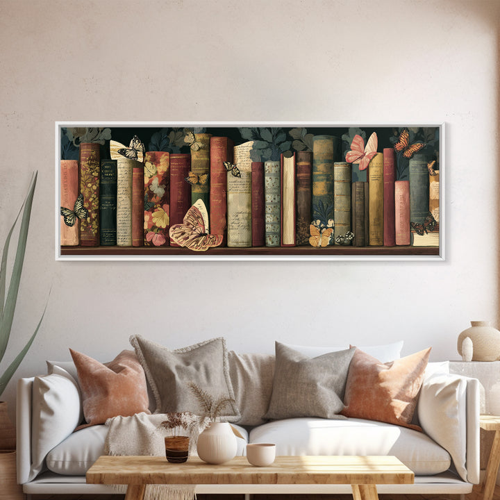 Open Book Releasing Painted Butterflies Canvas Print, Bookstore Art, Feminine Wall Art, Bookstore Decor, Fine Art, Literary, BOO-3x1-20