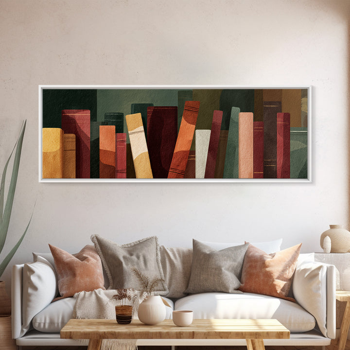 Book Cover Abstract Framed Canvas Print, Bookstore Art, Statement Artwork, Bookstore Decor, Abstract Art, Literary, BOO-3x1-23