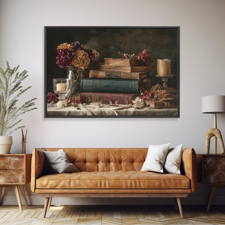 Warm Sepia Book Pile Canvas Print, Bookstore Art, Printable Art, Bookstore Decor, Oil Painting, Literary, Downloadable Art, BOO-3x2-4