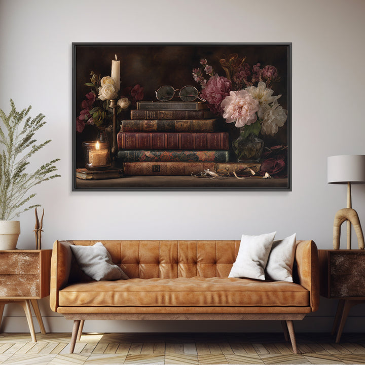 Classic Book Spine Pattern Framed Canvas Print, Bookstore Art, Luxury Decor, Bookstore Decor, Fine Art, Literary, Pink Wall Art, BOO-3x2-96