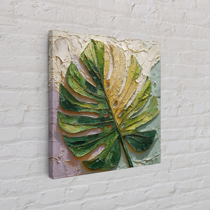 Oversized Monstera Leaf Framed Canvas Print, Botanical Art, Whimsical Decor, Living Room Decor, Oil Painting, Botanic, BOT-1x1-2