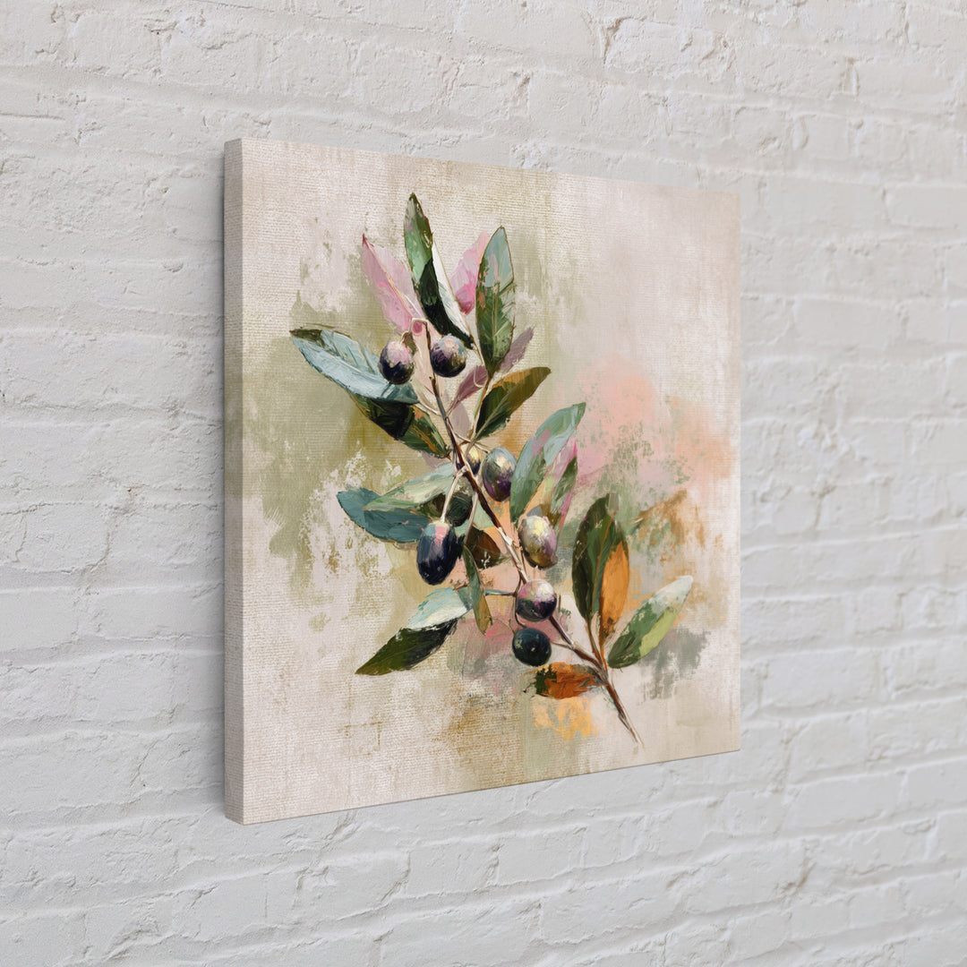 Single Olive Branch Canvas Print, Botanical Art, Living Room Wall Art, Living Room Decor, Fine Art, Botanic, Contemporary Art, BOT-1x1-55