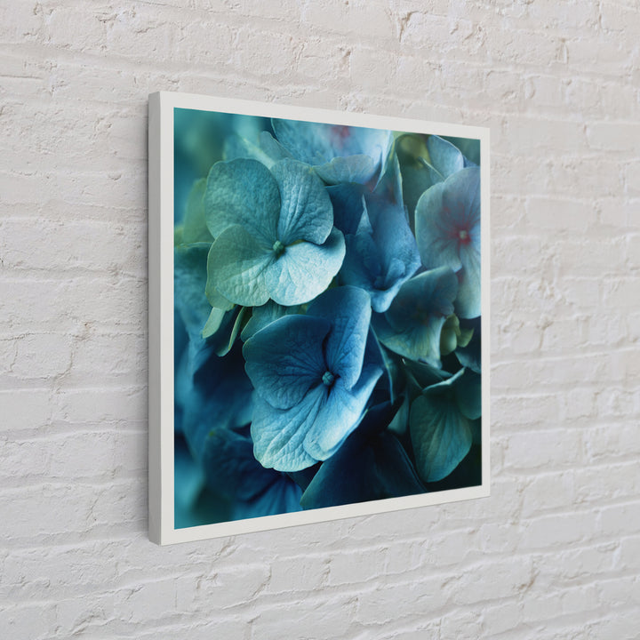 Blue Hydrangea Cluster Framed Canvas Print, Botanical Art, Modern Wall Art, Living Room Decor, Fine Art, Botanic, BOT-1x1-66