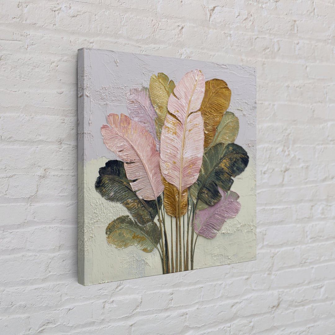 Tropical Banana Leaf Painted Framed Canvas Print, Botanical Art, Printable Wall Art, Living Room Decor, Oil Painting, Botanic, BOT-1x1-8