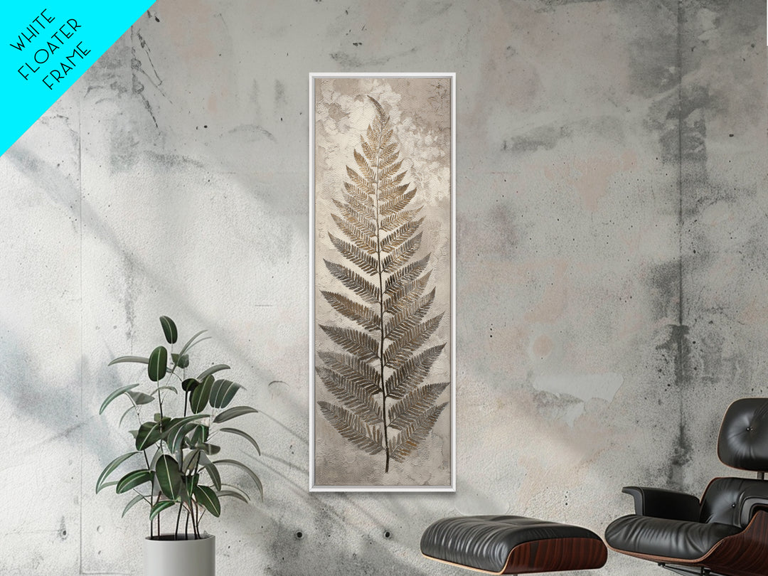 Fern Shadow Pattern on Plaster Surface Canvas Print, Botanical Art, Abstract Art, Living Room Decor, Fine Art, Botanic, BOT-1x3-11