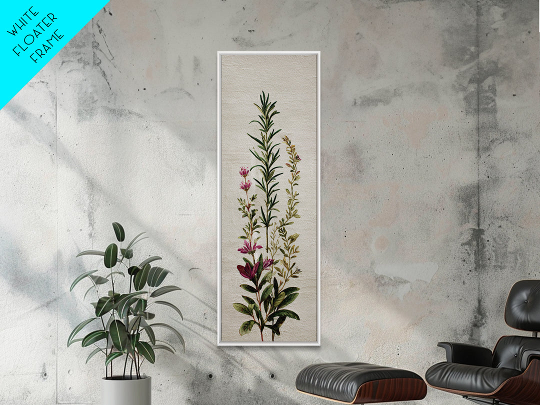 Herb Garden Watercolor Canvas Print, Botanical Art, Poster, Living Room Decor, Fine Art, Botanic, Art Nouveau, Framed Wall Art, BOT-1x3-17