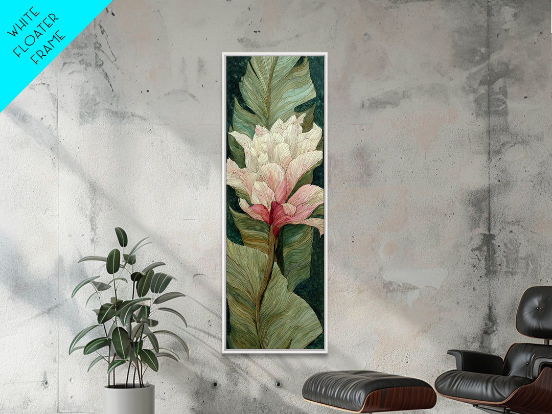 Tropical Banana Leaf Painted Framed Canvas Print, Botanical Art, Poster, Living Room Decor, Fine Art, Botanic, Art Nouveau, BOT-1x3-20