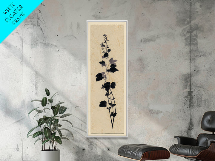 Black Ink Botanical Silhouette on Cream Paper Canvas Print, Botanical Art, Bedroom Decor, Living Room Decor, Oil Painting, BOT-1x3-33