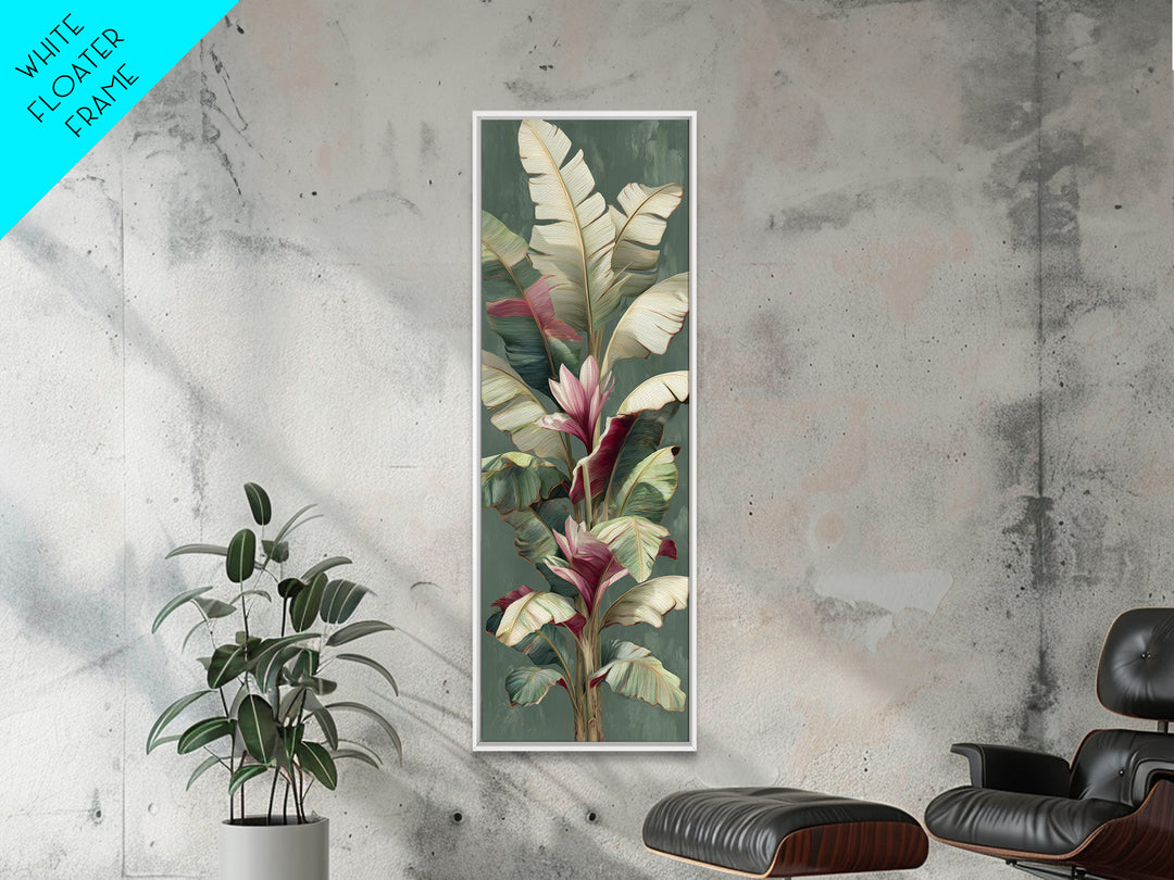 Tropical Banana Leaf Painted Framed Canvas Print, Botanical Art, Watercolor Painting, Living Room Decor, Fine Art, Botanic, BOT-1x3-92