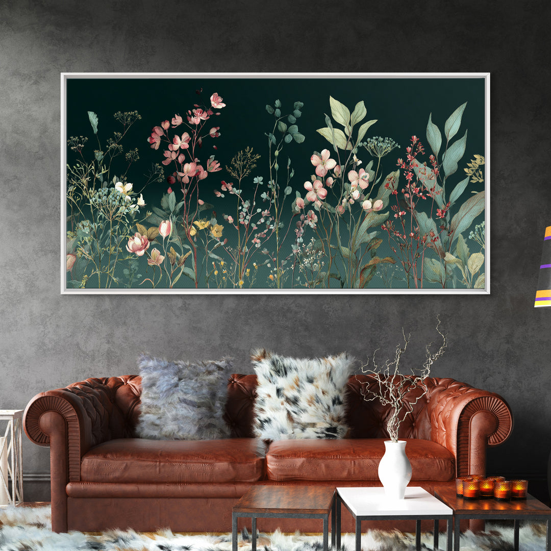 Delicate Wildflower Study Framed Canvas Print, Botanical Art, Wall Art Prints, Living Room Decor, Watercolor Art, Botanic, BOT-2x1-23