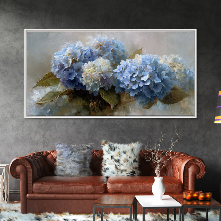Blue Hydrangea Cluster Canvas Print, Botanical Art, Wall Art, Living Room Decor, Watercolor Art, Botanic, Digital Wall Art, BOT-2x1-62