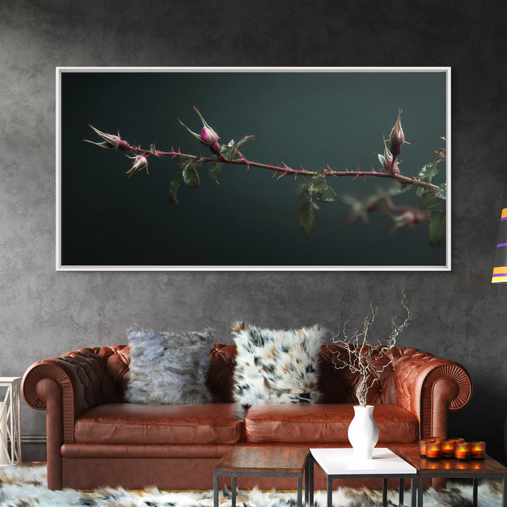 Wild Rose Branch Canvas Print, Botanical Art, Home Decor, Living Room Decor, Fine Art, Botanic, Original Art, Art Nouveau, BOT-2x1-66